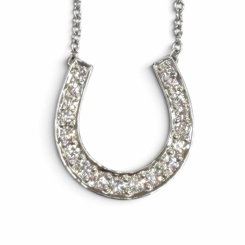 TIFFANY&Co. Tiffany PT950 Diamond Horseshoe Necklace Pendant, Silver, Weight ...